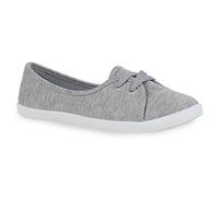stiefelparadies Klassische Damen Ballerinas Sportliche Stoff Slipper Flats Sneakers Slip-ons viele Farben Schuhe 55297 Grau 42 Flandell