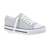 stiefelparadies Sportliche Damen Low Sneakers Bequeme Freizeit Schuhe 69819 Hellgrau Agueda 36 Flandell