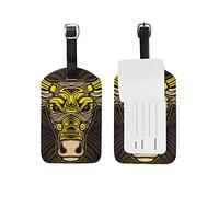 Stier Goldene Kuh Kunst Kofferanhänger mit Adressschild Lustig Leder Gepäckanhänger ID Etikett mit Namenschild für Reise Koffer Tasche(3PACK)