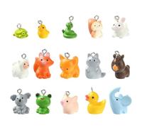 Stiesy 30 Stück 15 Stile Harz Tier Charms 3D Tier Charm Niedlich Fuchs Eichhörnchen Katze Frosch Schlange Elefant Baumeln Charms für Schmuckherstellung Armband Basteln