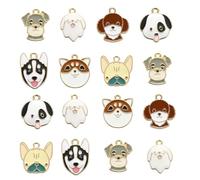 Stiesy 35 Stück 7 Stile Emaille Tier Charms Haustier Hund Kopf Charme Niedliche Welpen Huskie Corgi baumeln Charms für DIY Handwerk Armband Schmuck Herstellung