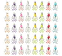 Stiesy 80 Stück 8 Farben Engelsflügel-Anhänger Glas Engel Anhänger Charm Tibetische Flügel Handwerk Perlen Lilie Blume Fee Charms Bulk für Schmuck Armband Basteln DIY Halskette Dekor Geschenke