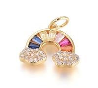 Stiesy Mikro-Pavé-Fassung, klare Zirkonia-Charm-Anhänger für die Schmuckherstellung, Messing, vergoldet, CZ-Charms für DIY-Handwerk, Armband, Halskette, Ohrringherstellung, Kein Metall