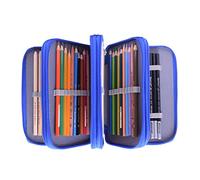 Stiftemappe Oxford Schlampermäppchen Blau Federmappe mit 4 Innentaschen Stiftetasche mit Großer Kapazität Federtasche Stifte Pinsel Bleistifte Aufbewahrungstasche Schüleretui für Kinder Erwachsene