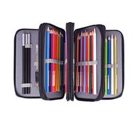 Stiftemappe Oxford Schlampermäppchen Schwarz Federmappe mit 4 Innentaschen Stiftetasche mit Großer Kapazität Federtasche Stifte Pinsel Bleistifte Aufbewahrungstasche Schüleretui für Kinder Erwachsene