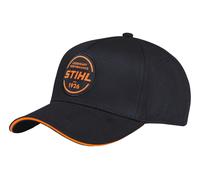 STIHL Baseballcap LOGO-CIRCLE schwarz, 100% Baumwolle, verstellbar (Metall-Clip), oranges LEGENDARY PERFORMANCE-Logo