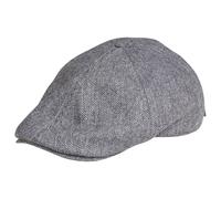 STIHL Schiebermütze FLAT CAP Gr. L/59, 45% Wolle, Fischgrätmuster, schwarz-grau, Echtleder-Badge