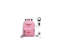 (Stil 08) Neuer Stranger Things Canvas-Rucksack USB-Ladegerät Damen-Studentenrucksack Letters Print