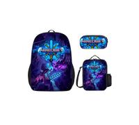 (Stil 1) 3D-gedrucktes Minecraft-Schulrucksack-Set, leichte, langlebige 3-teilige Tasche