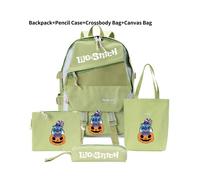 (Stil E) Großer Stitch Lilo Kapazität Schultasche 4-teiliger süßer Cartoon-Studenten-Freizeitrucksack