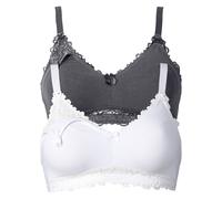 Still-BH BONPRIX, Damen, Gr. 85, Cup C, anthrazit, weiß, Obermaterial: 95% Baumwolle, 5% Elasthan. Futter: 95% Baumwolle, 5% Elasthan. Spitze: 93% Polyamid, 7% Elasthan, BHs Still-BH, im praktischen D