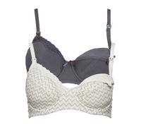 Still-BH BONPRIX "Still BH mit Bügel mit Baumwolle (2er Pack)", Damen, Gr. 100, Cup E, ecru, grau bedruckt, anthrazit, Jersey, Obermaterial: 95% Baumwolle, 5% Elasthan. Futter: 100% Baumwolle. Spitze: