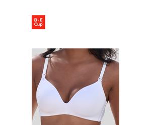 Still-BH LASCANA "BH ohne Bügel, Schalen-BH", Damen, Gr. 90, Cup D, weiß, Microtouch, Obermaterial: 68% Polyamid, 16% Elasthan, 16% Polyester, Basic, BHs Still-BH, mit leicht wattierter Schale & prakt