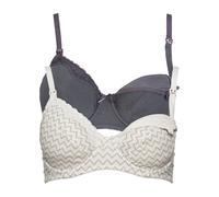 Still-BH BONPRIX "Still BH mit Bügel mit Baumwolle (2er Pack)", Damen, Gr. 75, Cup C, grau (ecru, grau bedruckt, anthrazit), Jersey, Obermaterial: 95% Baumwolle, 5% Elasthan. Futter: 100% Baumwolle. S