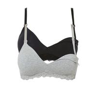 Still-BH BONPRIX, Damen, Gr. 36/38 (S), N-Gr, grau (hellgrau meliert, schwarz), Obermaterial: 95% Baumwolle, 5% Elasthan. Futter: 95% Baumwolle, 5% Elasthan. Spitze: 89% Polyamid, 11% Elasthan, BHs St