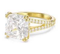 Stilla Cocktailring, Kissenschliff, Pavé, Weiß, Goldlegierungsschicht 52