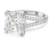 Stilla Cocktailring, Kissenschliff, Pavé, Weiß, Rhodiniert 58