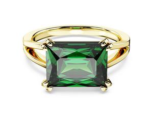 Stilla Cocktailring, Rechteckschliff, Grün, 18K Goldbeschichtet 52