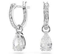 Stilla Drop-Ohrhänger, Tropfenschliff, Rundschliff, Weiß, Rhodiniert OS