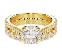 Swarovski Stilla Ring-Set, vergoldet, Rundschliff, Größe 18, Weiß, 2 Stück, One Size, Cubic Zirkonia, Zirkonia