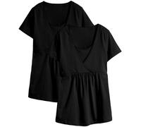 Stillshirt BONPRIX "2-in-1 Umstands- und Stillshirts (2er Pack?)", Damen, Gr. 44/46 (L), schwarz (schwarz, schwarz), Obermaterial: 95% Baumwolle, 5% Elasthan, figurumspielend, Shirts, figurumspielende