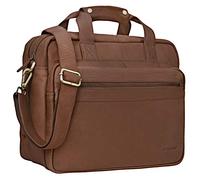 STILORD Adventure Lehrertasche Herren Damen Aktentasche Leder Groß Office Büro Schulter- oder Umhängetasche Businesstasche für Laptop Echtleder Farbe:Brasilia - braun