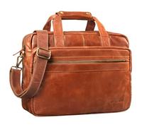 STILORD Adventure Lehrertasche Herren Damen Aktentasche Leder Groß Office Büro Schulter- oder Umhängetasche Businesstasche für Laptop Echtleder Farbe:Cognac - glänzend