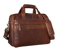 STILORD Adventure Lehrertasche Herren Damen Aktentasche Leder Groß Office Büro Schulter- oder Umhängetasche Businesstasche für Laptop Echtleder Farbe:Cognac - Dunkelbraun