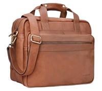 STILORD Adventure Lehrertasche Herren Damen Aktentasche Leder Groß Office Büro Schulter- oder Umhängetasche Businesstasche für Laptop Echtleder Farbe:Sattel - braun