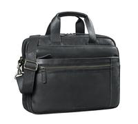 STILORD "Alberto Geräumige Laptoptasche 15.6 Zoll Leder Aktentasche Herren Sehr Große Umhängetasche für DIN A4 Ordner Arbeitstasche mit Trolley-Halterung Echtleder Farbe:schwarz