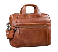STILORD "Alberto Geräumige Laptoptasche 15.6 Zoll Leder Aktentasche Herren Sehr Große Umhängetasche für DIN A4 Ordner Arbeitstasche mit Trolley-Halterung Echtleder Farbe:brandy - cognac