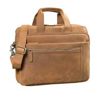 STILORD "Alberto Geräumige Laptoptasche 15.6 Zoll Leder Aktentasche Herren Sehr Große Umhängetasche für DIN A4 Ordner Arbeitstasche mit Trolley-Halterung Echtleder Farbe:tan - dunkelbraun