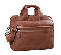 STILORD "Alberto Geräumige Laptoptasche 15.6 Zoll Leder Aktentasche Herren Sehr Große Umhängetasche für DIN A4 Ordner Arbeitstasche mit Trolley-Halterung Echtleder Farbe:maraska - braun
