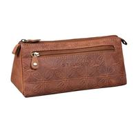 STILORD Alexis Vintage Leder Etui Stiftemappe mit 2 Fächern und Reißverschluss Federtasche Federmäppchen Schlampermäppchen Echtes Leder Farbe:Nevada - braun
