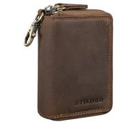 STILORD 'Amell' Leder Kartenetui mit Schlüsselanhänger 2-in-1 Mini Geldbörse und Karten-Etui Schlüsseletui mit EC-Fach RFID Schutz Echtes Leder, Farbe:mittel - braun