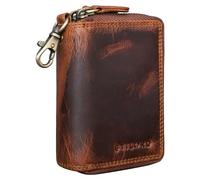 STILORD 'Amell' Leder Kartenetui mit Schlüsselanhänger 2-in-1 Mini Geldbörse und Karten-Etui Schlüsseletui mit EC-Fach RFID Schutz Echtes Leder, Farbe:Kara - Cognac