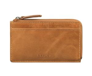 STILORD 'Ano' 2-in-1 Leder Schlüsseltasche Schlüsseletui 6 Karten-Fächer Münzfach Geld-Fach ideal als Slim Wallet Mini Geldbörse Echtleder Damen Herren Schlüssel-Etui, Farbe:Perugia - braun