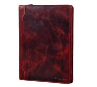 STILORD 'Arvid' Leder Konferenzmappe Vintage Dokumentenmappe A4 mit Ringmechanik 13,3 Zoll Schreibmappe Aktenmappe Ringbuch, Farbe:Kara - rot