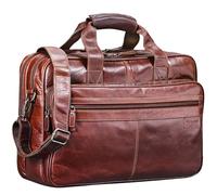 STILORD Atlantis Leder Aktentasche groß Vintage Lehrertasche Arbeitstasche große Ledertasche Businesstasche zum Umhängen Trolley aufsteckbar Farbe:vegetabil gegerbt Dunkelbraun