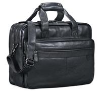 STILORD Atlantis Leder Aktentasche groß Vintage Lehrertasche Arbeitstasche große Ledertasche Businesstasche zum Umhängen Trolley aufsteckbar Farbe:schwarz