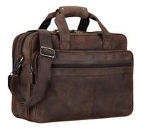 STILORD Atlantis Leder Aktentasche groß Vintage Lehrertasche Arbeitstasche große Ledertasche Businesstasche zum Umhängen Trolley aufsteckbar Farbe:Missouri - braun