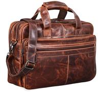STILORD Atlantis Leder Aktentasche groß Vintage Lehrertasche Arbeitstasche große Ledertasche Businesstasche zum Umhängen Trolley aufsteckbar Farbe:Milano - braun
