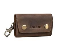 STILORD 'Atticus' Leder Schlüsselmappe Karabiner Schlüsseletui Lederetui mit Karabinerhaken Schlüssel Organizer Vintage Echtleder, Farbe:mittel - braun