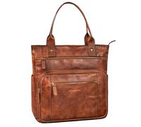 STILORD 'Bonnie' Große Handtasche Damen Leder-Shopper mit vielen Fächern Laptop bis 15,6 Zoll Stylishe Umhängetasche für City Uni Büro Tote Bag Henkeltasche Echtleder, Farbe:brandy - cognac