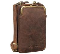 STILORD 'Brea' Echt-Leder Vintage Damen-Geldbörse mit Handytasche zum Umhängen mit Kiss-Lock-Verschluss, NFC und RFID Schutz ideal als Umhängetasche Crossovertasche, Farbe:mittel - braun