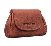 STILORD 'Bronn' Lederbeutel Kleingeld Vintage Kleingeldbörse für Münzen und Scheine Retro Münzbeutel Klein Hochwertiges Säckchen aus Echtleder, Farbe:Kara - Cognac