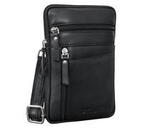 STILORD Brooks Leder Brustbeutel Gürteltasche Handytasche zum Umhängen Kleine Brusttasche für Handy Pass Reisebörse Crossbody Bag Vintage für Damen und Herren Farbe:schwarz