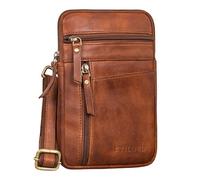 STILORD Brooks Leder Brustbeutel Gürteltasche Handytasche zum Umhängen Kleine Brusttasche für Handy Pass Reisebörse Crossbody Bag Vintage für Damen und Herren Farbe:Brandy - Cognac