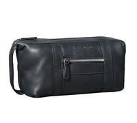 STILORD 'Bruno' Leder Kulturbeutel Vintage für Herren Damen Große Kulturtasche Zwei Fächer Waschtasche mit Henkel für Reisen, Farbe:schwarz