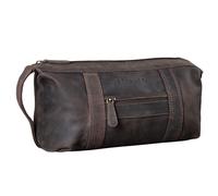 STILORD Bruno Leder Kulturbeutel Vintage für Herren Damen Große Kulturtasche Zwei Fächer Waschtasche mit Henkel für Reisen Farbe:dunkel - braun
